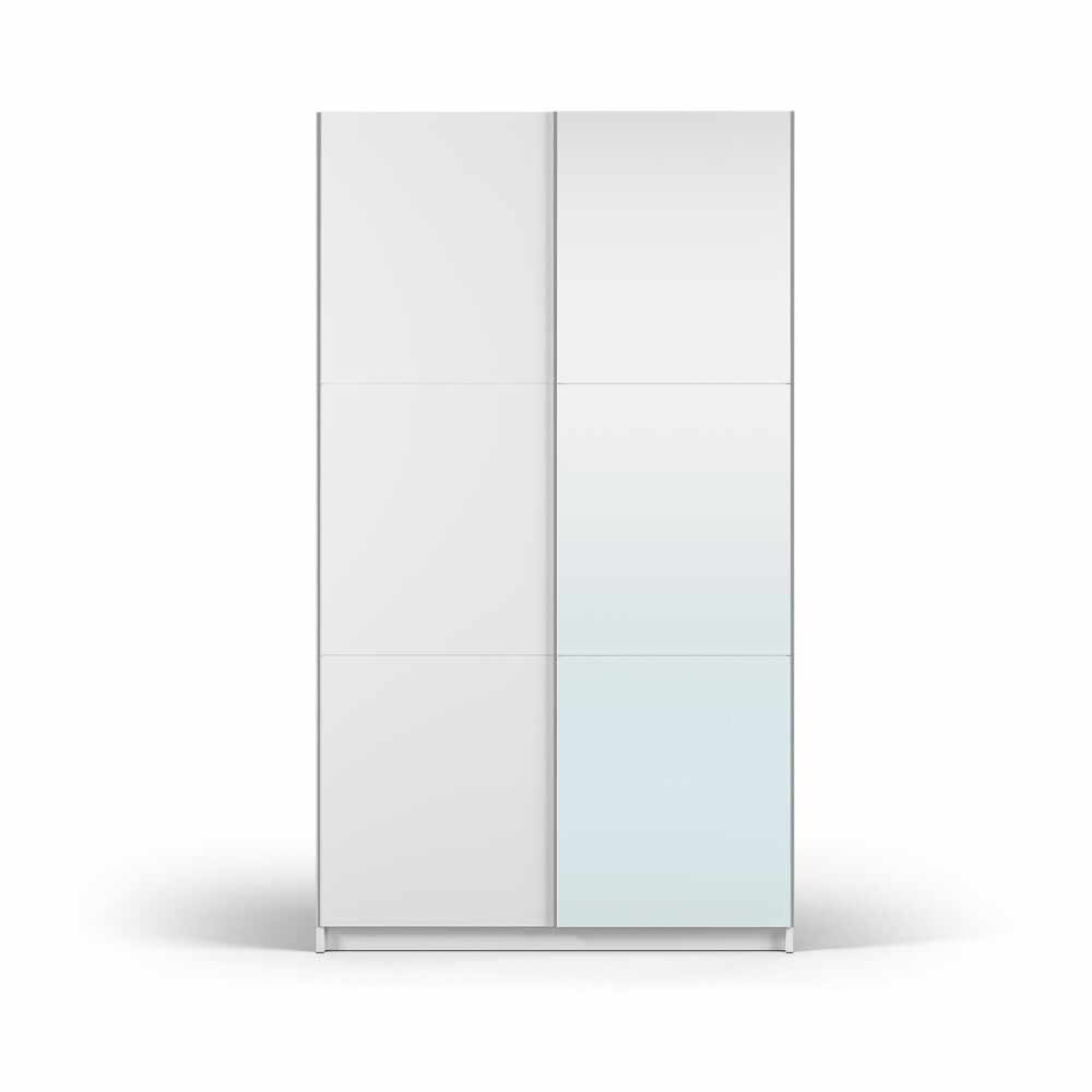 Dulap alb cu oglindă și uși glisante 122x215 cm Lisburn - Cosmopolitan Design