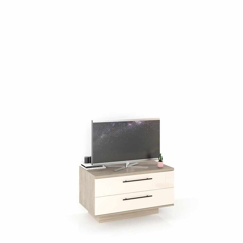 Comoda TV CUBO B90 Modern, 2 sertare, Oak, Vizon