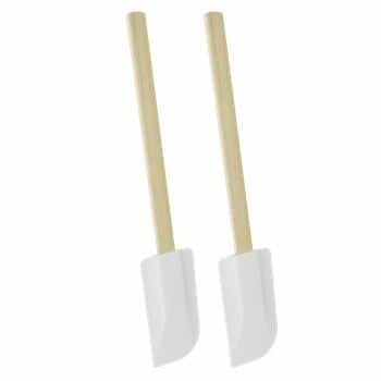 Set 2 spatule din plastic cu mâner din lemn Metaltex, alb, lungime 26 cm
