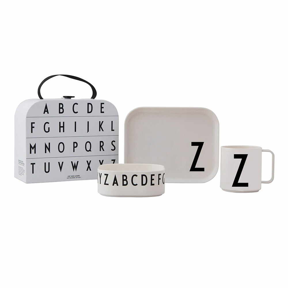 Set de luat masa pentru copii din 3 piese cu valiză Design Letters Classics Z