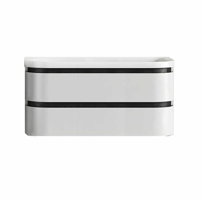 Set mobilier baie suspendat alb mat cu lavoar inclus 100 cm, KolpaSan Vittoria
