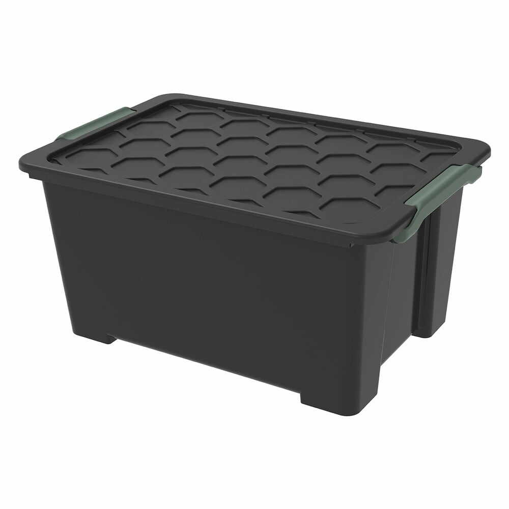 Cutie de depozitare negru lucios din plastic cu capac Evo Safe - Rotho