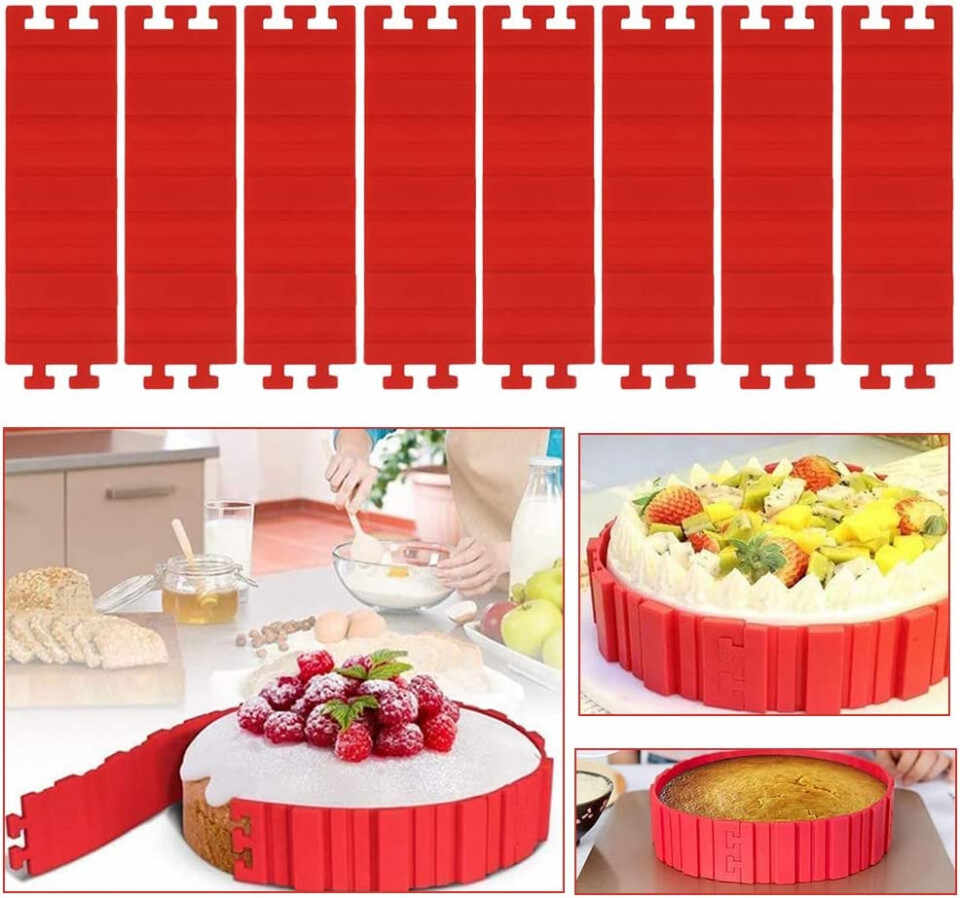 Forma modulara pentru tort Nesloonp, silicon, rosu, 5 x 19 cm
