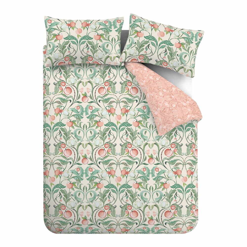 Lenjerie verde/roz pentru pat de o persoană 135x200 cm Clarence Floral - Catherine Lansfield