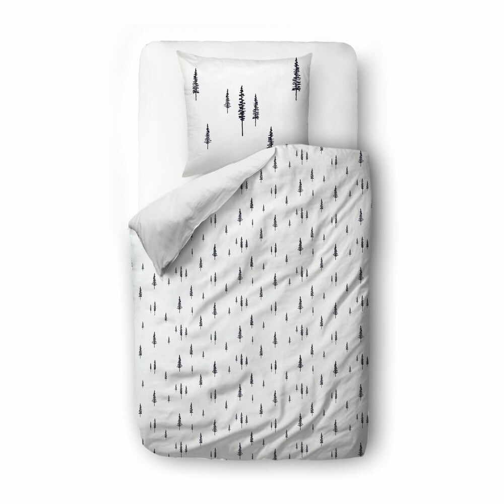 Lenjerie de pat albă din bumbac satinat 140x200 cm Forest - Butter Kings
