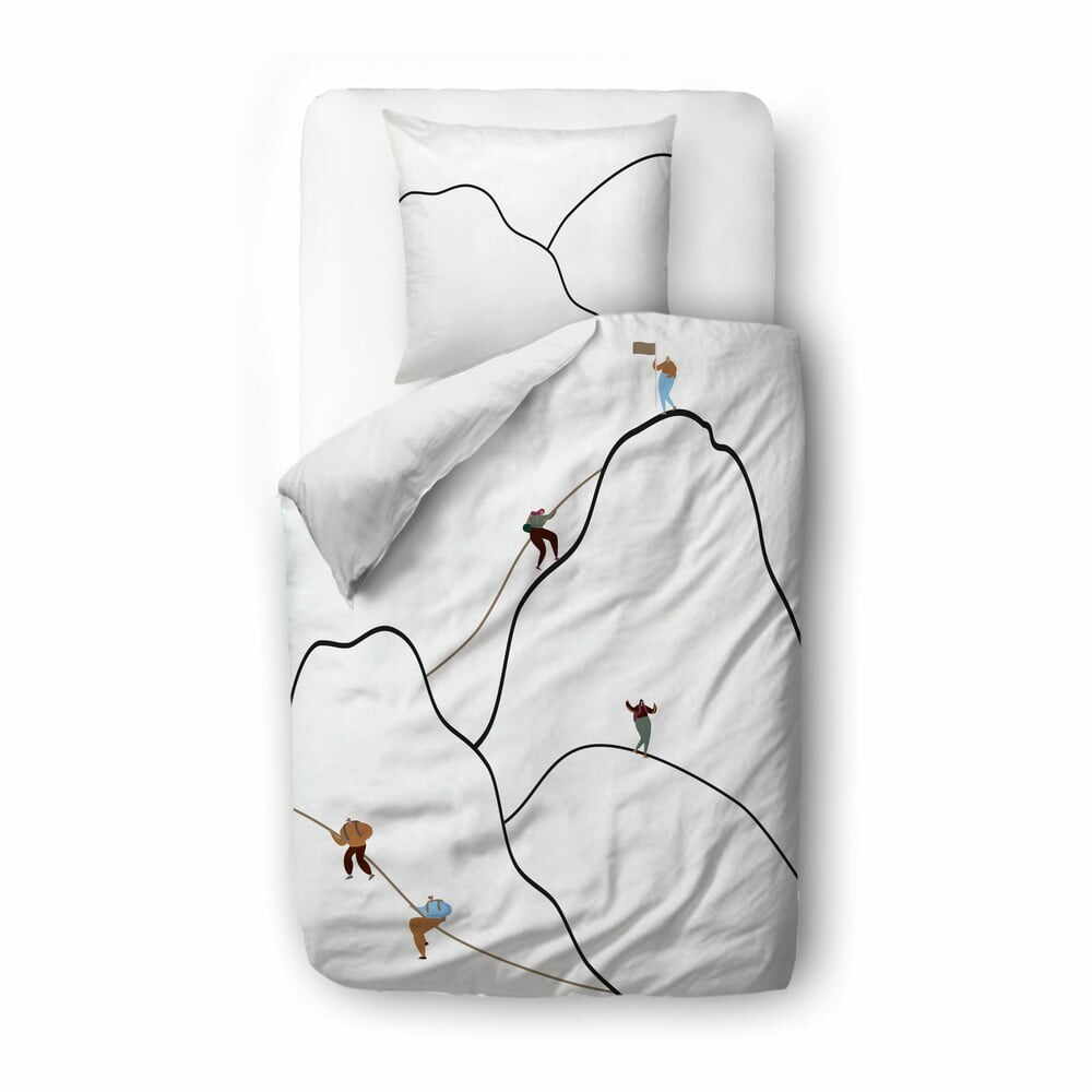 Lenjerie de pat albă din bumbac satinat 140x200 cm Mountain Climbing - Butter Kings