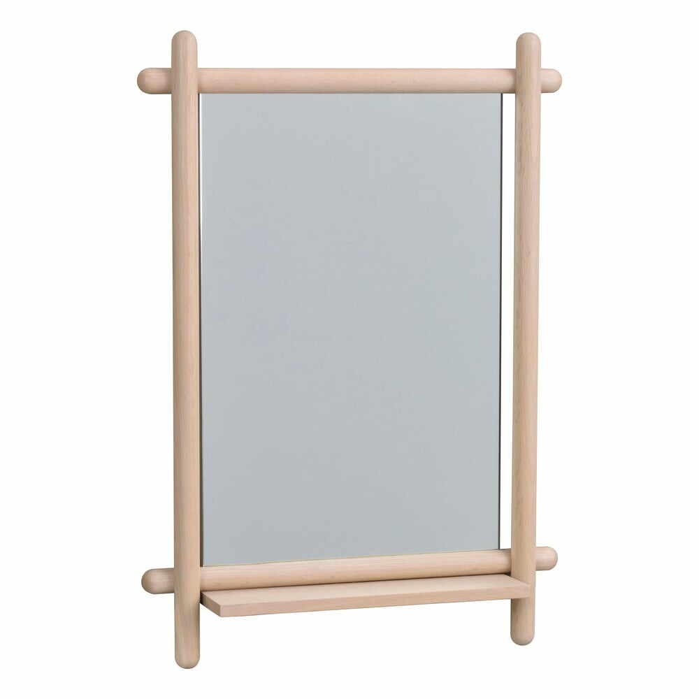 Oglindă de perete cu raft și ramă din lemn 52x74 cm Milford - Rowico