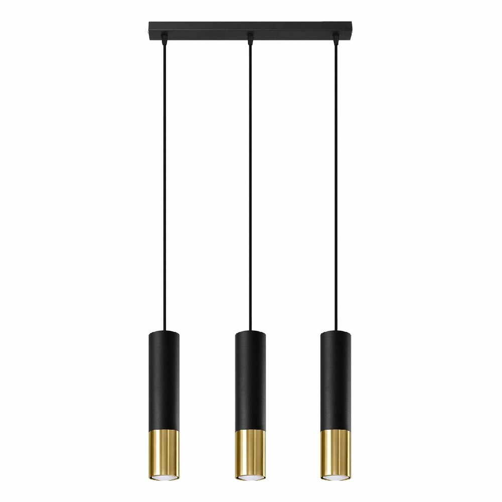 Lustră neagră/aurie cu abajur din metal 45x6 cm Longbot - Nice Lamps