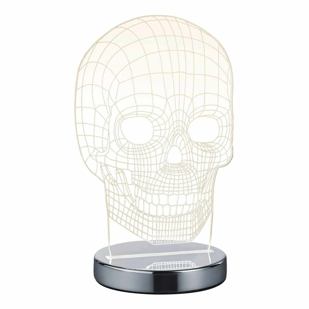 Veioză argintiu-lucios LED (înălțime 21 cm) Skull – Trio
