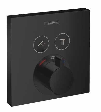 Baterie dus termostatata Hansgrohe Shower Select, montaj incastrat si 2 iesiri, negru mat - 15763670