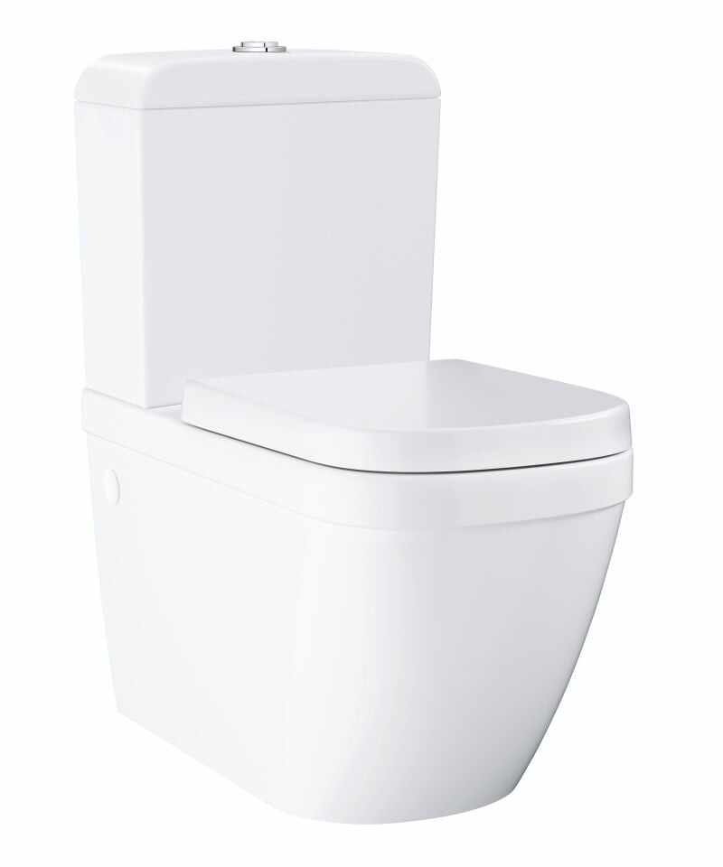 Set vas WC Euro Ceramic 3946200H, montare pe podea, rimless, dubla spalare, alb- 3946200H