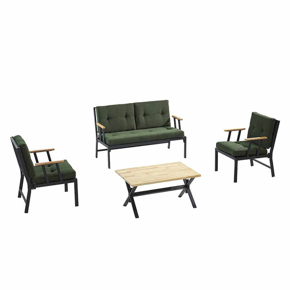 Set mobilier de grădină verde închis pentru patru persoane Lotus – Floriane Garden