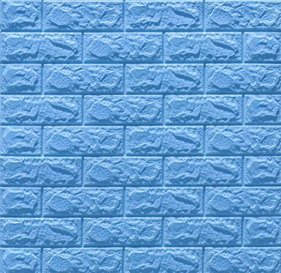 Tapet 3D caramizi albastre, auto-adeziv pentru interior, 70 x 77 cm