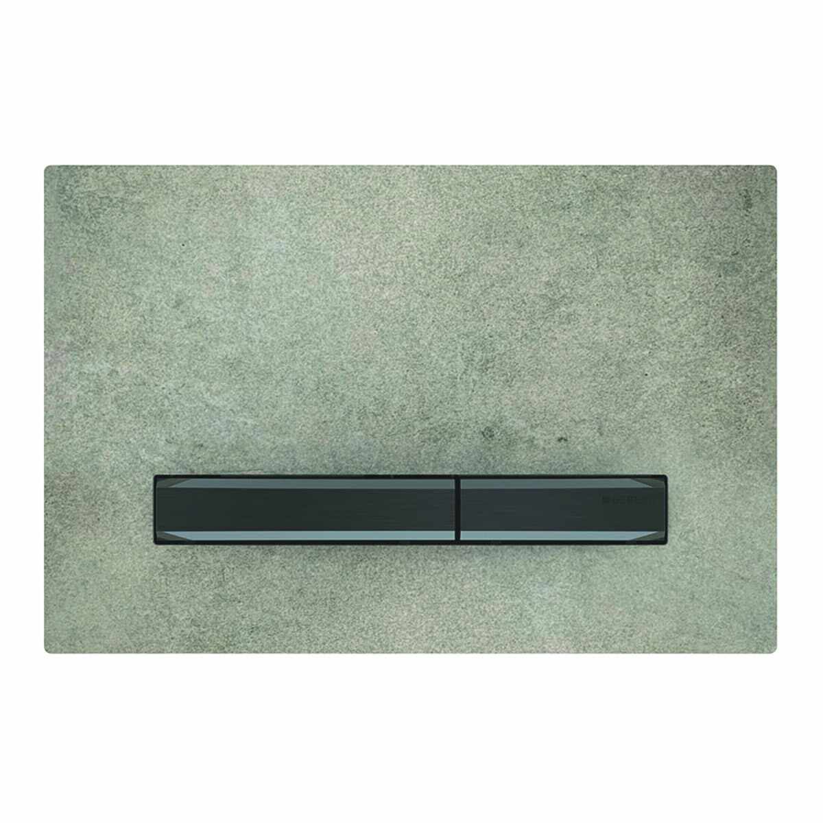 Clapeta cu actionare dubla Geberit Sigma 50 beton cu detalii crom-negru
