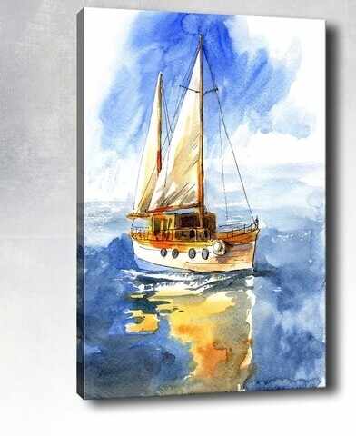 Tablou decorativ Sail Boat, Tablo center, 70x100 cm, canvas, multicolor