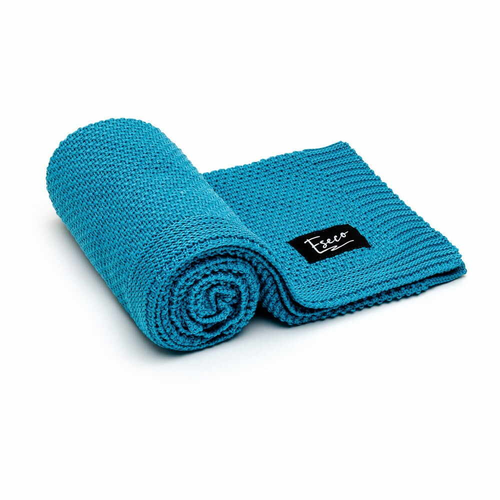 Pătură tricotată pentru copii T-TOMI, 80 x 100 cm, albastru petrol
