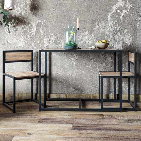 Set masa si 2 scaune Bahar, Kalune Design, natural/negru