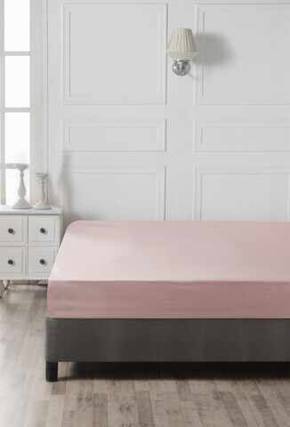 Cearceaf de pat cu elastic, 140x190 cm, 100% bumbac ranforce, Patik, Dusty Rose, roz pudra