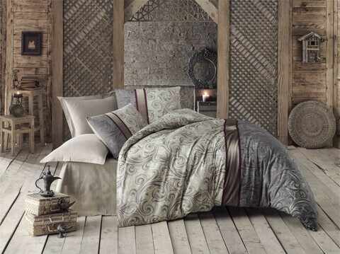 Lenjerie de pat pentru o persoana, 2 piese, 135x200 cm, amestec bumbac, Victoria, Basilisk, crem