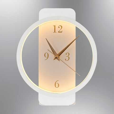 Lampa de masa cu ceas, L1108 - White, Lightric, 19 x 9 x 24 cm, LED, 12W, alb
