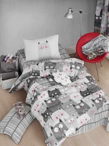 Lenjerie de pat pentru o persoana, Eponj Home, Duvarda 143EPJ01905, 2 piese, amestec bumbac, multicolor