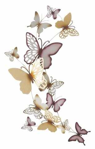 Decoratiune de perete Butterflies Bordeaux, Mauro Ferretti, 59.5x111.5 cm, fier, multicolor