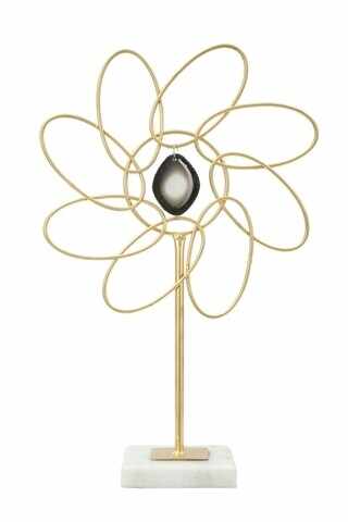 Decoratiune, Glam Daisy, Mauro Ferretti, 24x37.5 cm, fier, auriu