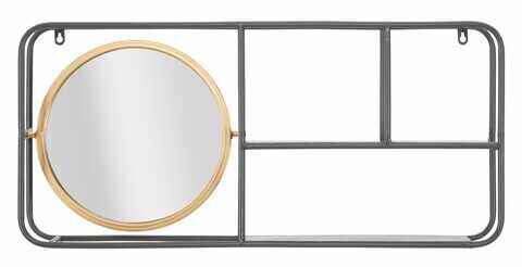 Oglinda de perete cu rafturi Circle, Mauro Ferretti, 74.5x12x35 cm, fier