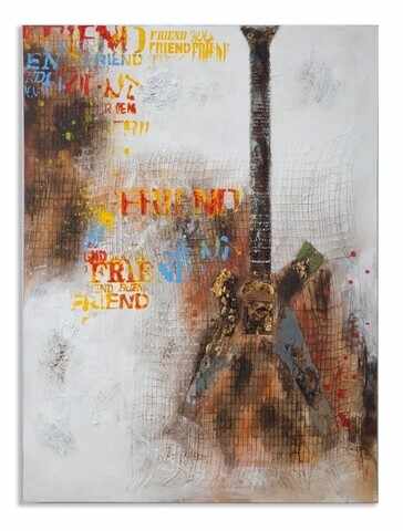 Tablou decorativ Guitar Arty, Mauro Ferretti, 90x120 cm, pictat manual, canvas/lemn de pin