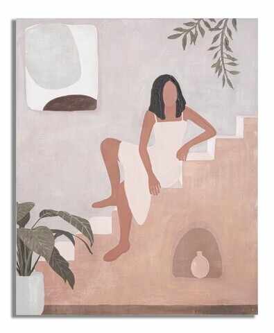Tablou decorativ Lady -A, Mauro Ferretti, 80x100 cm, lemn pin/canvas pictat manual
