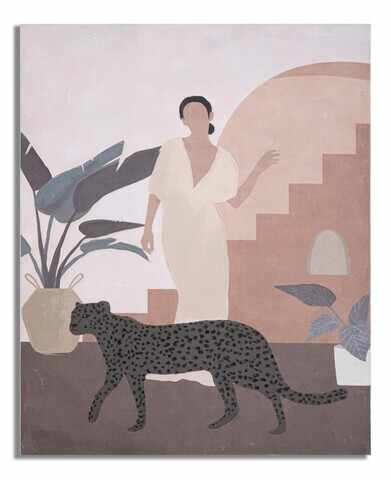 Tablou decorativ Lady -C, Mauro Ferretti, 80x100 cm, lemn pin/canvas pictat manual