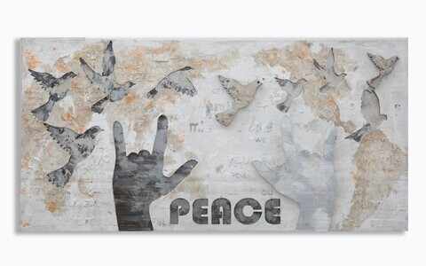 Tablou decorativ Peace, Mauro Ferretti, 60x120 cm, pictat manual, canvas/lemn de pin