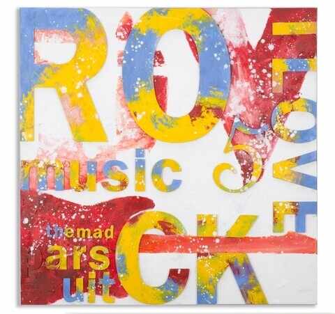 Tablou decorativ Rock Music, Mauro Ferretti, 100x100 cm, pictat manual, canvas/lemn de pin