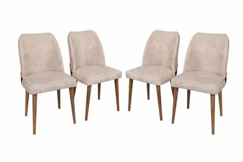 Set 4 scaune, Nmobb, Nova 761, 50 x 90 x 49 cm, metal/lemn, crem/maro