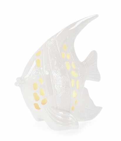Decoratiune luminoasa Capri Porc Fish, Bizzotto, LED, 19.5 x 11.3 x 20.5 cm, portelan