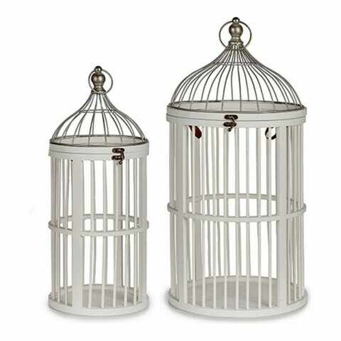 Set 2 colivii decorative Cage Circular, Gift Decor, Ø30 x 61 cm, lemn/metal, alb