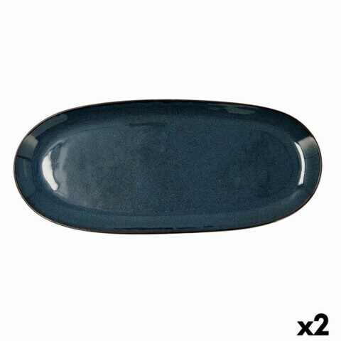 Set 2 platouri, Bidasoa, Ikonic, 36 x 16 cm, ceramica, albastru