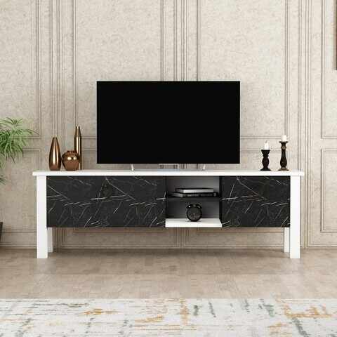 Comoda TV, Coraline, Rose, 140x44.8x35 cm, Alb negru