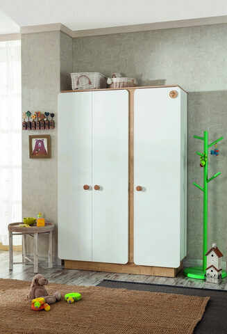 Dulap pentru haine, Çilek, Natura Baby 3 Doors Wardrobe, 136x195x56 cm, Multicolor