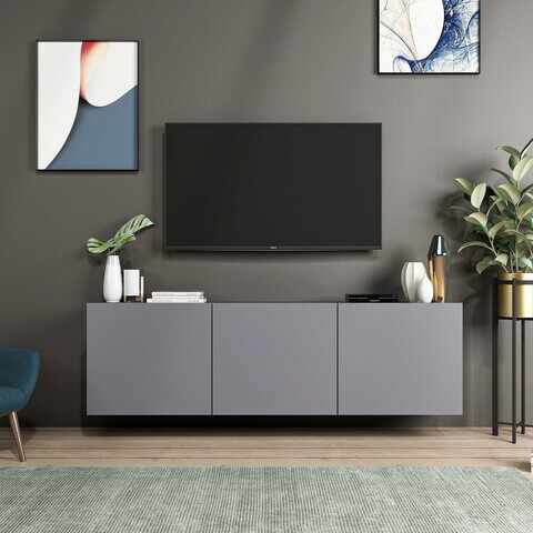 Comoda TV, Inarch, White, 150x44x31 cm, Antracit