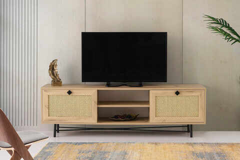 Comoda TV, Kalune Design, Begonya 180, 180x60x40 cm, Stejar / Negru