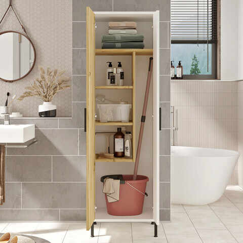 Dulap multifunctional, Locelso, DY1-WK, 50.4x165x35.7 cm, Nuc / Alb
