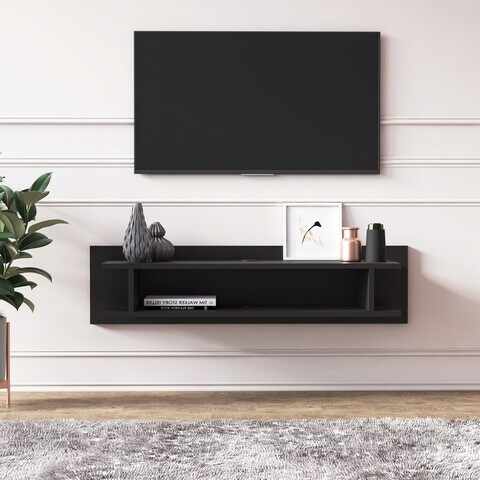 Comoda TV, Minima, Lucio, 120x30x30 cm, Negru