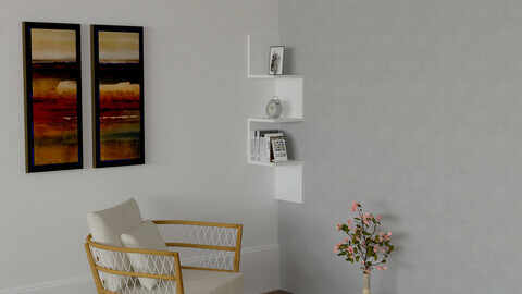 Raft de perete, Puqa Design, Zikzak, 25x105.4x25 cm, PAL, Alb