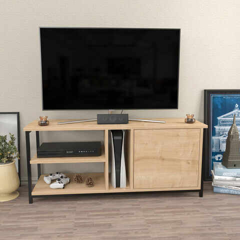 Comoda TV, Retricy, Neola, 120x35.3x50.8 cm, PAL, Negru / Stejar