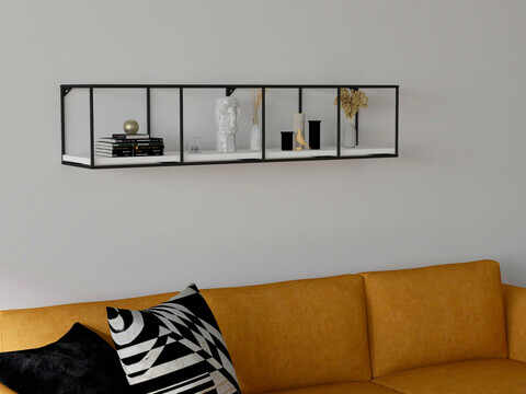 Raft de perete, Puqa Design, Miray, 115x25.5x25.5 cm, PAL, Alb negru