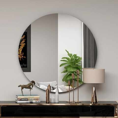 Oglinda decorativa, Siam, Zeos, 70x70x2.2 cm, MDF , Negru