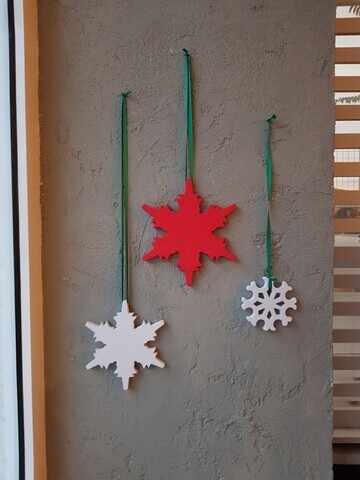 Decoratiune de perete, Snow Set, Placaj, Rosu alb