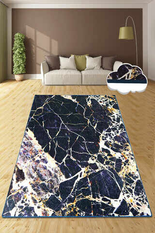 Covor, Natural Stone Black 80X120 , 80x120 cm, 50% catifea/50% poliester, Negru / Violet / Alb
