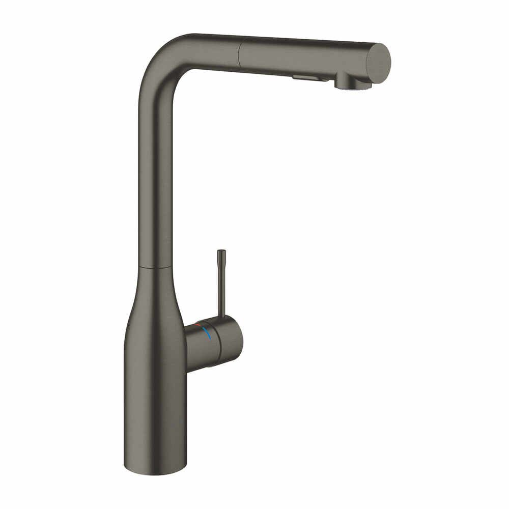 Baterie bucatarie cu dus extractabil Grohe Essence inalta antracit periat Hard Graphite